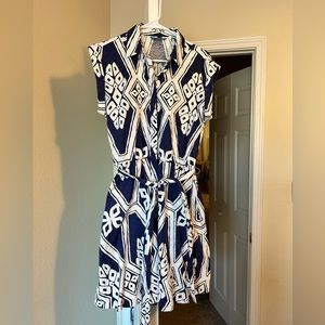 Tori Richard cotton button front dress with tie waist
